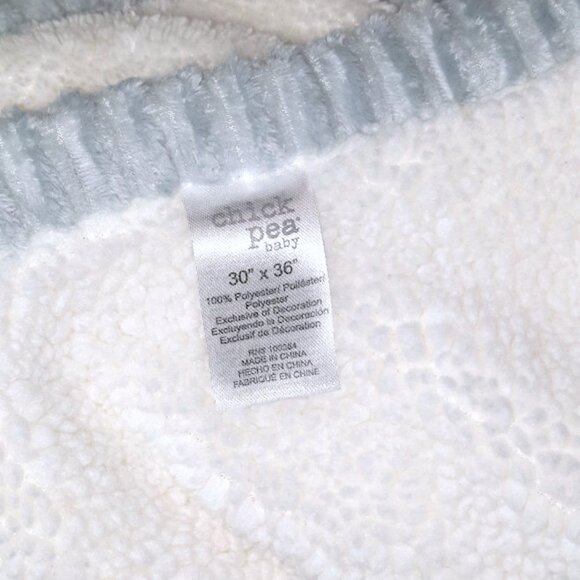 2023 Chick Pea Cream Bluish Gray Ribbed Trim Lovey Baby Blanket 30" X 36" - Picture 3 of 3